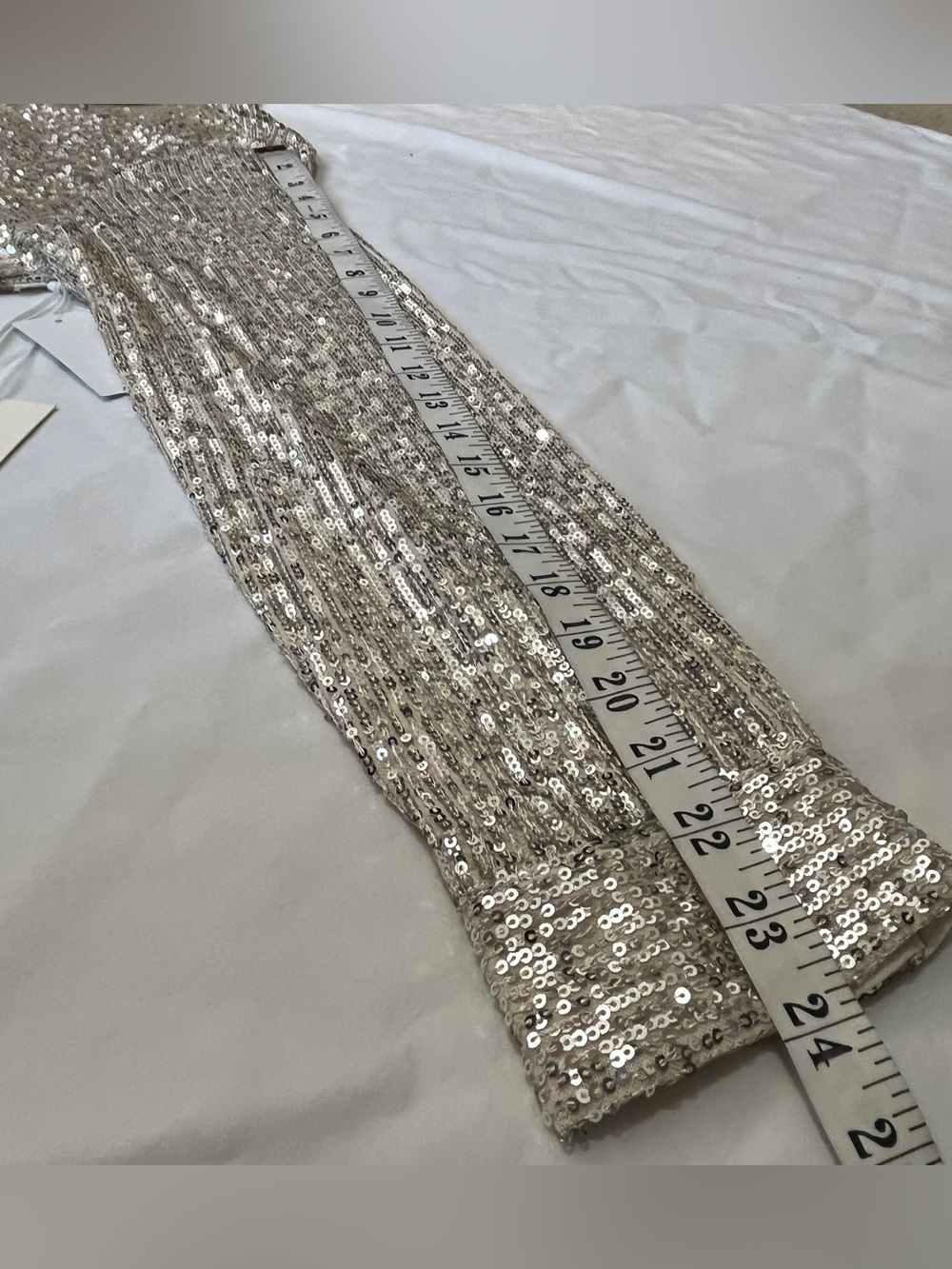 CeCe Champagne Silver Sequin Top Button Down Shirt Long Sleeve Sparkly Party L - Picture 14 of 15